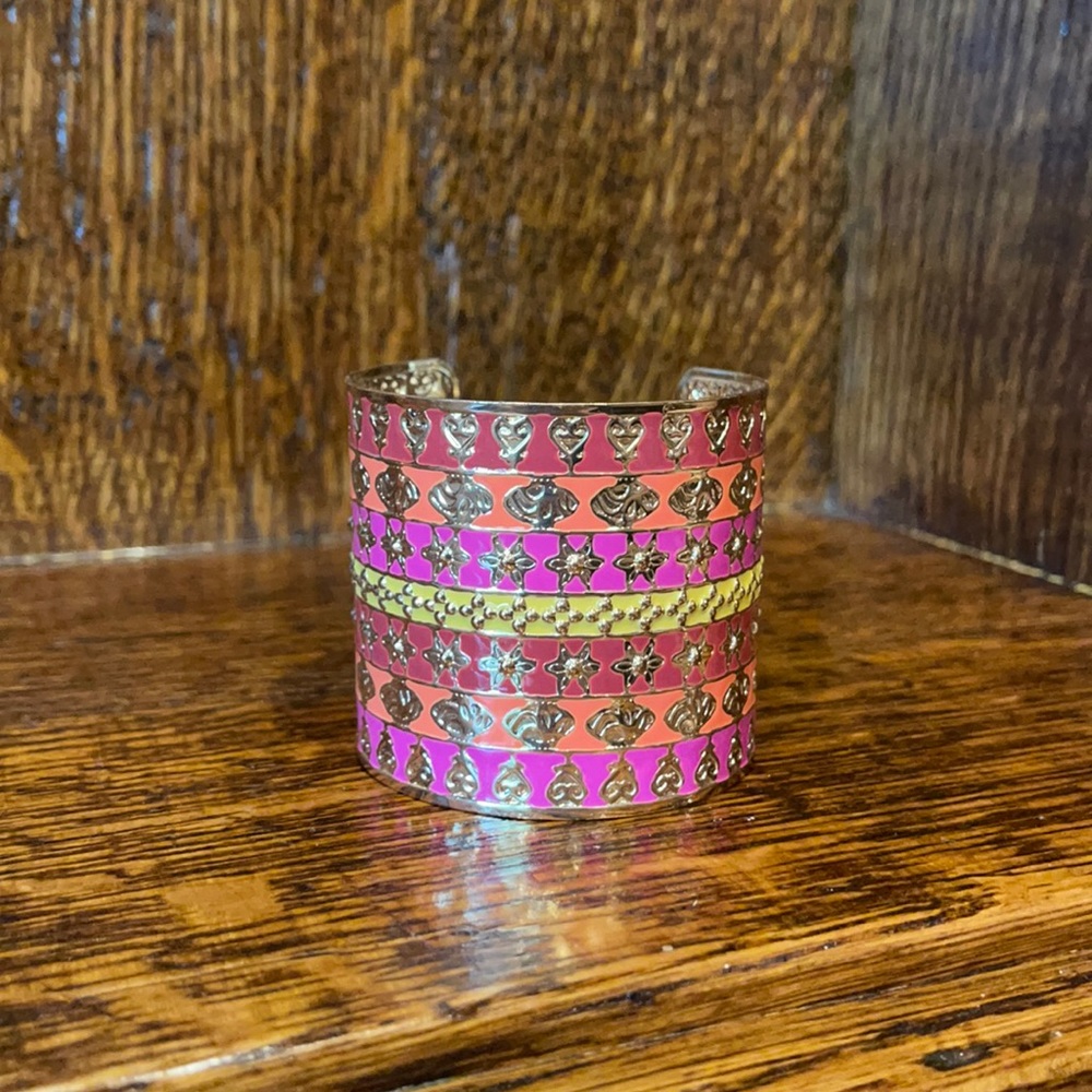 Women’s bangle bracelet pink, orange, yellow, gold